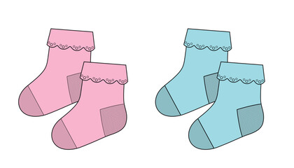 Boys and girls socks cute illustration