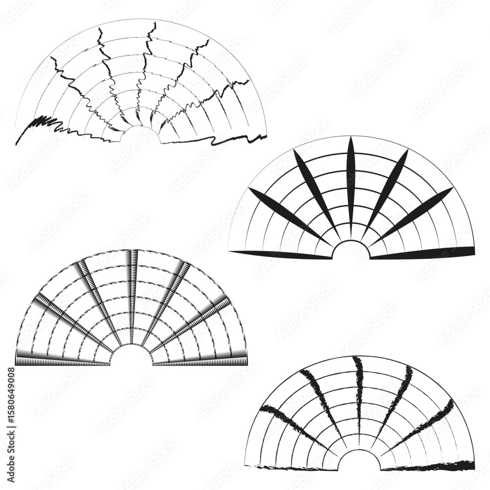 Aufkleber abstract fan patterns. distorted radar display. geometric radial shapes. vector grunge textures.