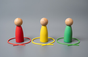 Figures of people with differences in worldview and culture. For, against and doubters. Group...