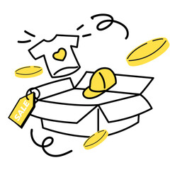 Flat E-Commerce and Shopping Icon Illustration Set – Mobile Payment, Online Purchase, Delivery, and Sale Promo in Yellow Accent