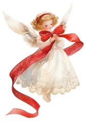 Obraz premium Cute angel illustration watercolor christmas.