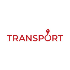 Simple Transport Logo Design with Red Text and a Location Pin Icon Minimalist and Clean for Business Use