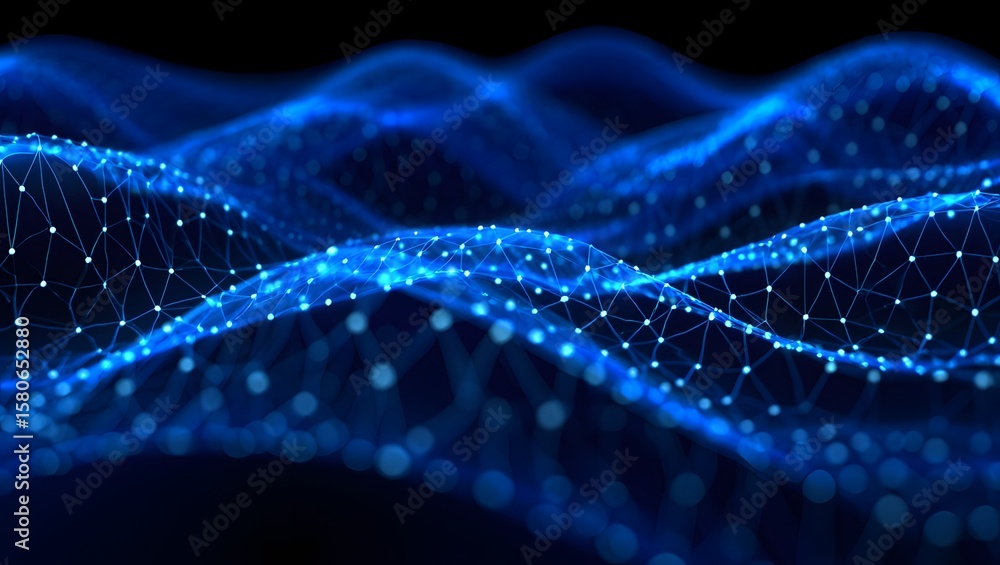 Aufkleber abstract blue network technology background for data science and digital innovation