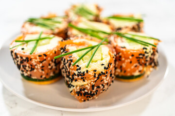 Smoked Salmon Jumbo Cream Cheese Rolls From Assembly to Plating