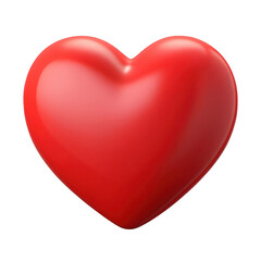Shiny red heart 3d isolated on transparent background