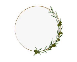 green olive creeping on circle shape frame background