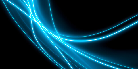 Dark abstract background with red neon glowing lines. Bold neon blue light trails on a dark surface, creating a striking and futuristic effect. Perfect for tech, digital design themes