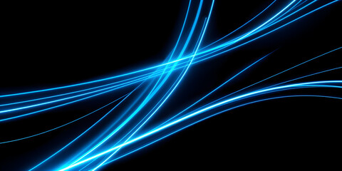 Dark abstract background with red neon glowing lines. Bold neon blue light trails on a dark surface, creating a striking and futuristic effect. Perfect for tech, digital design themes