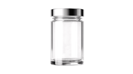 A clear polycarbonate capsule jar variant 3366, white background --ar 16:9