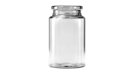 A clear polycarbonate capsule jar variant 57, white background --ar 16:9