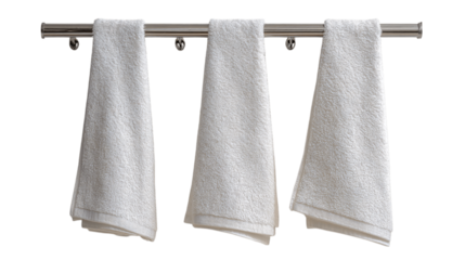 A cotton hand towel with hanging tab variant 323, white background --ar 16:9