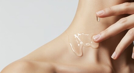 Fototapeta premium Smooth skin with lotion application on the neck.