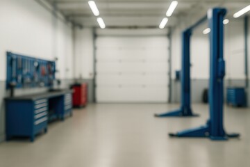 Pristine Auto Workshop Interior with Modern Equipment and Spacious Design in Contemporary Garage Setting