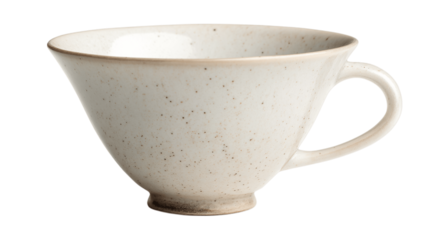 A flared ceramic teacup with smooth lip variant 4326, white background --ar 16:9