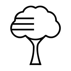Illustration of a tree with a thick trunk and a cloud shaped treetop with three lines on it