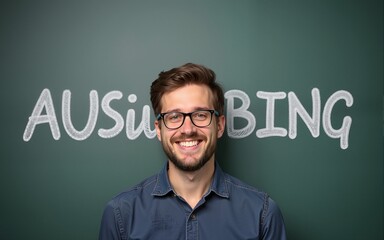 Junger Mann feilt an dem Wort "Ausbildung, Symbolfoto zum Thema Ausbildung. High quality