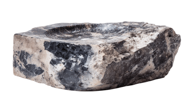 A flat-cut polished stone incense base variant 5795, white background --ar 16:9