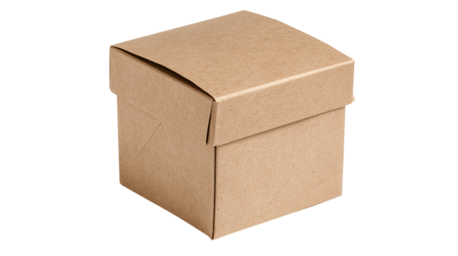 A folded kraft paper gift box with tuck lid variant 4039, white background --ar 16:9