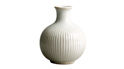 A glazed mini vase with ridged neck variant 5850, white background --ar 16:9