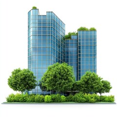 Obraz premium Group of modern buildings architecture urban trees.