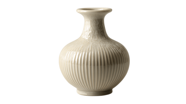 A glazed mini vase with ridged neck variant 1513, white background --ar 16:9