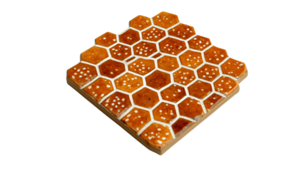 A honeycomb ceramic tile coaster variant 1991, white background --ar 16:9