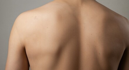 Naklejka premium Bare back of a person against a neutral background.