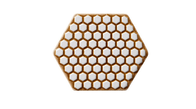 A honeycomb ceramic tile coaster variant 1991, white background --ar 16:9