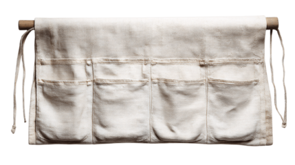 A linen utility roll with stitched pockets variant 2613, white background --ar 16:9
