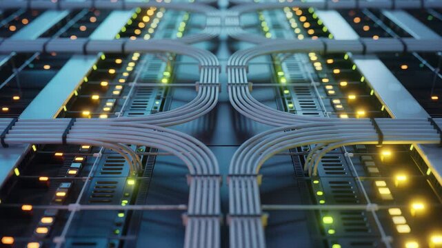 Data center server room cables network infrastructure it technology computing hardware