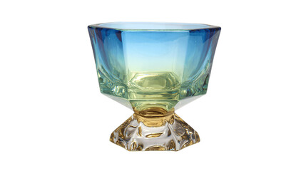 A tinted crystal cup with geometric base variant 9515, white background --ar 16:9