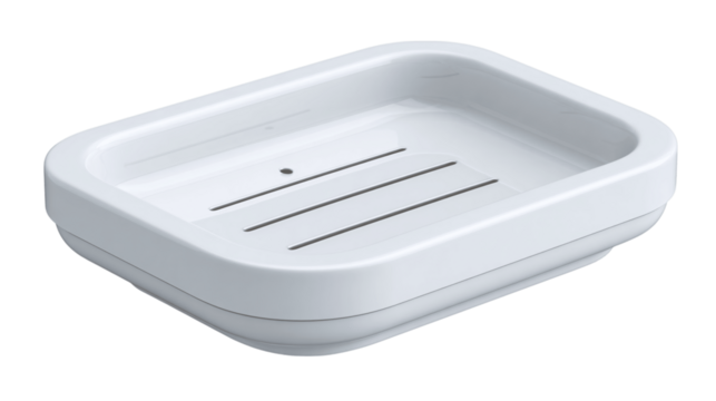 A two-part soap dish with drainage insert variant 4524, white background --ar 16:9