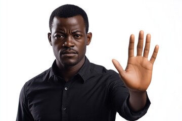 African Man Gesturing Stop with Raised Palm
