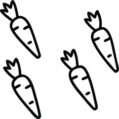 Four Simple Carrot Icons - Healthy Food and Vegetable Outline Art