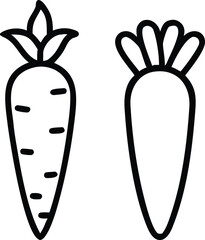 Two Carrot Icons - One Detailed and One Simple - Healthy Food Concept