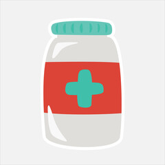 Obraz premium Medicine Bottle with Medical Cross Icon