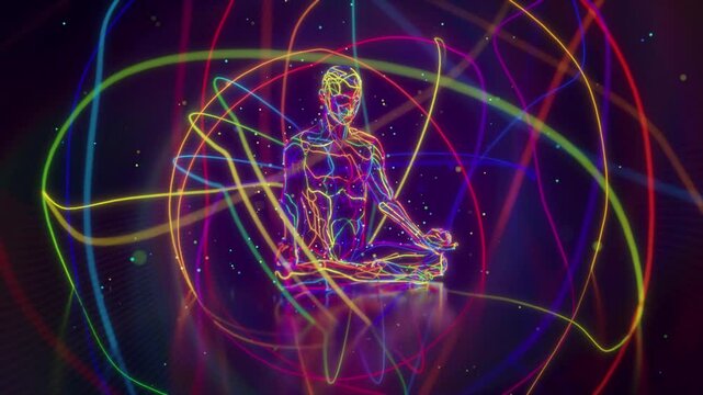 looped 3d animation of nadi - energy channels in the human body.