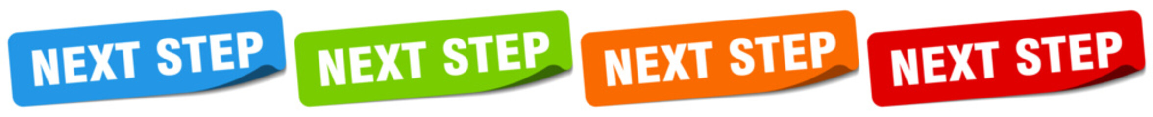 next step sticker. next step sticker set on white background