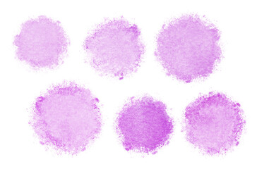 set of purple Watercolor Brush ink splashes isolated on white or transparent png