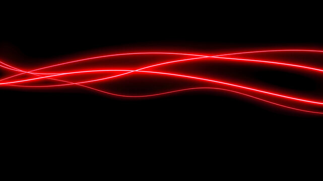 Dark abstract background with red neon glowing lines. Bold neon red light trails on a dark surface, creating a striking and futuristic effect. Perfect for tech, digital design themes
