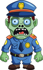 Police Zombie with Uniform – Creepy Comic Vector

