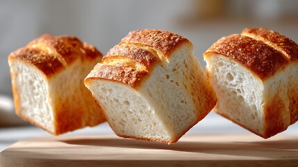 Surreal Painting of Floating Slices of Freshly Baked Sourdough Bread