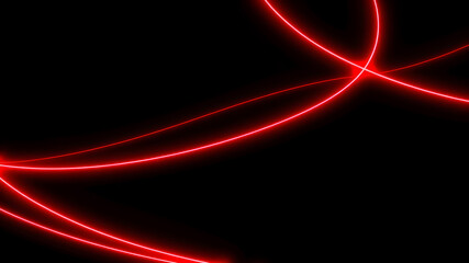 Dark abstract background with red neon glowing lines. Bold neon red light trails on a dark surface,...