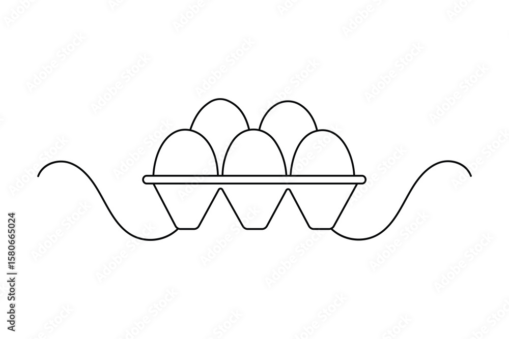 Poster egg icon continuous one line drawing and minimalist style isolate outline illustration