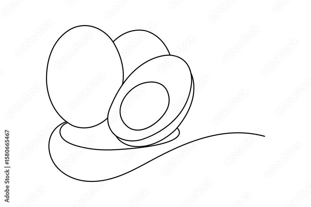 Poster egg icon continuous one line drawing and minimalist style isolate outline illustration