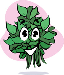 Vector drawing of vegetable and fruit characters.mint cartoon style drawing
