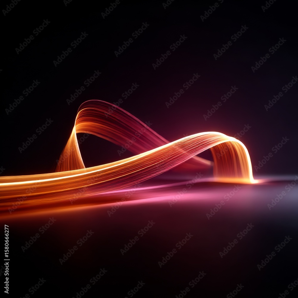 Poster elegant flow of light: abstract luminous ribbon against a dark background with delicate gradient hue
