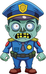 Zombie Police Officer Character – Horror Vector Illustration



