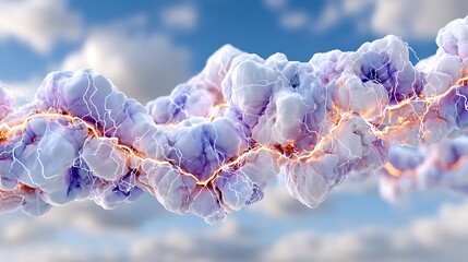 Electric Plasma Branching with Violet and White Cloud Elements