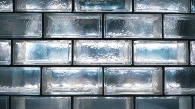 Contemporary glass brick wall with translucent light effects - Powered by Adobe